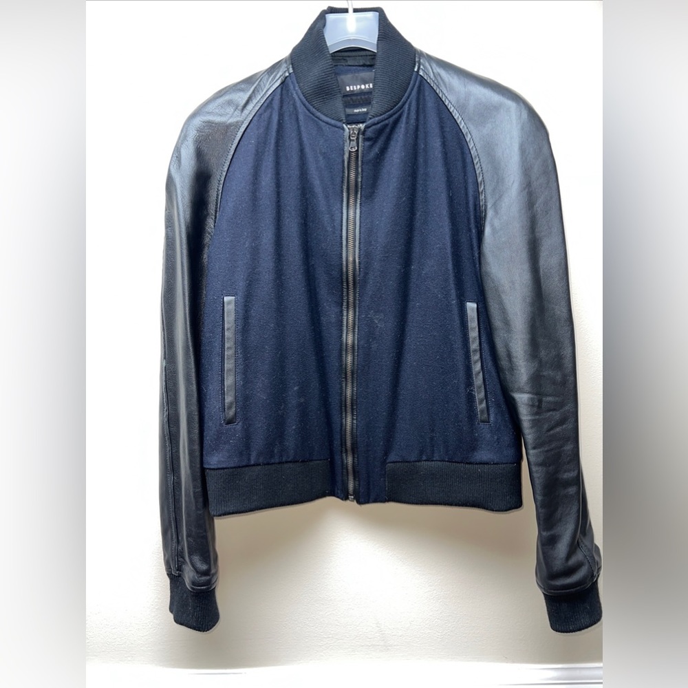 vintage bespoken leather varsity jacket size M